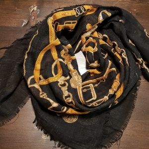 Equestrian Print Triangle Scarf